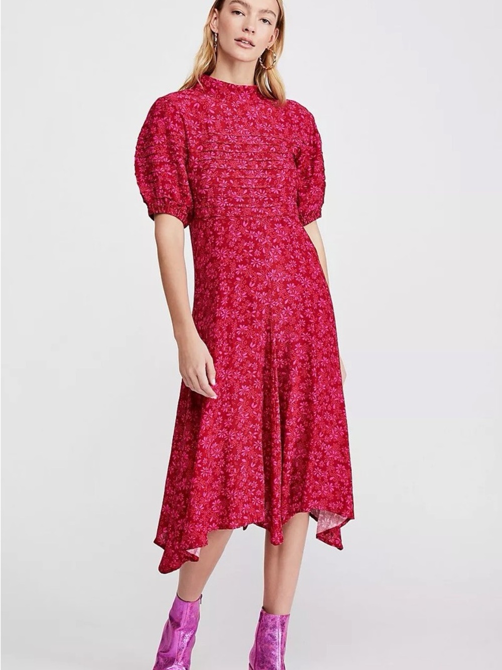Free People Jessie Ditsy Floral Printed Midi Dress size XS